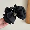 Pinza de Plátano con Lazo de Satén Retro Pinza para el Cabello Sencilla de Alta Gama Pinza para Coleta Vertical Adorno para el Cabello para Mujeres