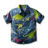Camisa informal para niños, ropa de comercio exterior para niños, verano 2023, nueva camisa de manga corta de poliéster y algodón con dibujos de dinosaurios, estilo europeo y americano.