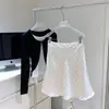 Estilo miu~Saia midi de bolinhas em linha A com temperamento saia sereia feminina saia justa ao corpo saia midi francesa saia de comprimento médio