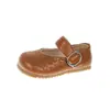 Novedad Primavera/Verano 2026 Zapatos Individuales Tejidos para Niñas Moda Hebilla Suela Suave Zapatos de Princesa Zapatos de Cuero Antideslizantes para Niños