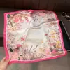 Novo Lenço Quadrado de Seda Imitação com Estampa Floral Elegante Estilo Chinês para Mulheres, Lenço de Pescoço Fino para Viagem, Lenço de Seda para Proteção Solar