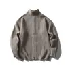 Suéter Retro Japonés con Textura Diseño de Nicho de Media Cremallera Otoño e Invierno Unisex Chaqueta de Punto de Cuello Alto Abrigo