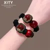 Diadema de Pelo de Gama Alta 2026 Modelo Nuevo Scrunchie Rojo Diadema para el Cabello para Mujeres Peinado de Moño Elástico para el Cabello para el Año de Nacimiento Accesorio para el Cabello