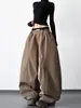 Nuevos Pantalones de Traje para Mujer 2025 Estilo Retro Americano Doble Cintura Caqui Scimitar Casual de Gama Alta Sueltos de Pierna Ancha