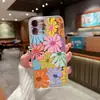 Capa de celular de comércio exterior, design floral de margaridas retrô, TPU transparente para iPhone 17, Apple 16, capa protetora feminina