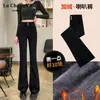 Pantalones de Mujer de Tiro Alto Micro La Jeans Otoño 2024 Explosiones Pequeñas Moda Otoño e Invierno Nuevos Ajustados Acampanados con Forro de Felpa