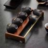 Madeira de Cobre Ébano Rack de Armazenamento Suporte para Xícara de Chá Rack de Secagem Conjunto de Chá Kung Fu Rack de Colocação para Xícara de Chá Acessórios para Bandeja de Chá
