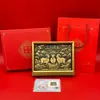 Adorno de pintura en relieve de cobre de oro negro "Tres Carneros Traen Prosperidad" de oro 999 puro, un regalo conmemorativo de negocios para eventos de inauguración de tiendas de empresas