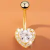 Novo Anel de Umbigo Colorido com Zircônia Aço Inoxidável Ponta Dupla Coração Strass Piercing de Umbigo Body Piercing Anel de Mamilo 24H em Estoque