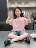 Playeras Bordadas de Manga Corta para Niños, Camisetas de Moda para Niñas Estilo Celebridad de Internet, Ropa de Manga Corta para Niños Mayores, Nuevos Estilos de Verano 2025 para Niñas