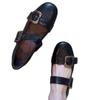Zapatos Planos Franceses de Cabritilla para Mujer, Zapatos de Ballet para Viajar, Zapatos Elegantes para la Noche con Falda, Zapatos Mary Jane con Hebilla de Una Línea