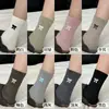 Meias Bordadas com Laço Meias de Comprimento Médio Infantis Algodão Outono e Inverno Espessadas Quentes Moda Meia Japonesa Meia Empilhada