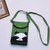 Bolso para teléfono móvil de estilo coreano con diseño de panda pequeño, bandolera de punto, bolso de mano con solapa, bolso informal para salir
