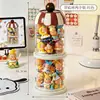 Recipiente de armazenamento acrílico de grande capacidade para brinquedos de pelúcia, figuras, bonecas e enfeites, recipiente redondo selado