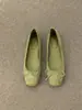 Zapatos de Punta Cuadrada de Boca Baja de una Sola Capa 2025 Primavera y Otoño Nuevos Estilo Francés de Noche Suaves Retro Suede Zapatos Planos Suaves para Mujer
