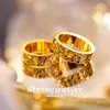 Joyería de la misma tienda que la joyería de oro, anillo de alta gama tipo chip de hielo de oro arenado, anillo unisex para pareja, anillo versátil personalizado de nicho