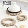 Almohadilla tejida a mano de fábrica de punto de cuerda de cáñamo tejida, anillo para olla, almohadilla para plato, almohadilla para taza, almohadilla para olla con aislamiento térmico, mantel individual de color primario japonés