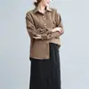 2026 Adelgazante Oculta Defectos Color Sólido Versátil Talla Grande Top Temperamento Sencillo Manga Larga Camisa Holgada Mujer
