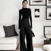 Camiseta de Malla Transparente Ligeramente Sexy con Empalmes, Manga Larga, Estilo Puro de Deseo Transfronterizo de Comercio Exterior para Mujer, Primavera y Otoño, Top Sexy Delgado que Adelgaza