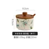 Tarro de Cerámica para Condimentos Sueño de Mariposa Tarro de Sal Cocina Casera Tarro para Especias Caja de Almacenamiento Integrada con Tapa de Cuchara Set