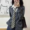 Corbata Jk Estilo Universitario Corbata Rayada Japonesa Accesorio para Camisa de Uniforme Material Escolar Atada a Mano Azul Oscuro Básica Versátil