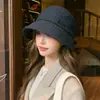 Chapéu de Pescador Feminino Novo Estilo Japonês Artístico Xadrez Fino Casual Versátil à Prova de Vento Viagem Retrô Elegante