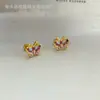 Brincos de Borboleta Rosa Doce Femininos Pequenos e Delicados High-end Estilo Mori Frescos e Modernos Versáteis para Uso Diário