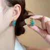 Brincos de franja com contas de zircônia azul vintage, estilo retrô francês, luxo leve e sensação de alta qualidade