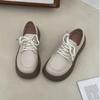 Zapatos pequeños de cuero para mujer estilo británico nuevos primavera y verano estudiantes cabeza grande retro cordones negros suela gruesa zapatos Mary Jane versátiles