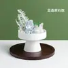 Adorno de Planta en Maceta de Aromaterapia con Cristal Natural, Piedra Difusora de Piedra Bruta de Cristal, Maceta de Cerámica, Adorno de Mesa para Sala de Estar Estilo Zen de Madera Maciza