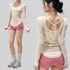 Cubierta Casual de Yoga para Mujer, Adelgazante, Transpirable, de Manga Larga, Ropa Deportiva para Exteriores, Entrenamiento de Pilates, Ropa Ligera de Fitness