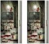 Adesivo de Porta de Bruxa de Halloween Pintura Estereoscópica 3D Poster de Decoração de Abóbora de Terror Crânio Suprimentos de Decoração de Festa ao Ar Livre