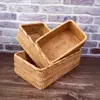 5 Caixas de Armazenamento Quadradas de Rattan Vietnamita para Controle Remoto de Mesa, Cestas de Armazenamento para Cosméticos e Diversos
