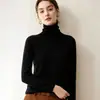 Suéter de Cachemira de Alta Gama Otoño Nuevo para Mujer Dobladillo Enrollado Cuello Alto Holgado Tejido de Cachemira Capa Base