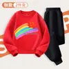 Traje de Dos Piezas Más Vendido Siete Colores Arcoíris Otoño e Invierno Sudaderas y Pantalones Deportivos para Niños Uniformes de Clase para Estudiantes de Primaria y Secundaria Jardín de Infancia Moderno