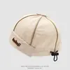 Gorro infantil, gorro de melón simple estilo japonés, gorro de propietario de copa redonda con letra kkj para bebés, gorro vintage de copa redonda a rayas