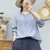 Camisa de manga larga para mujer con forro de gasa de algodón de doble capa, con un diseño artístico estilo francés que te hace lucir más joven, es suave, amigable con la piel, transpirable y está hecha de algodón puro para un ajuste relajado.