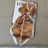 Bufanda de Seda Nueva Estilo Francés con Estampado de Doble Cara para Mujer, Bufanda Estrecha Cálida de Otoño e Invierno