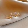 Brincos de letra com zircônia Agulha de Prata design retrô francês leve luxo alta qualidade brincos fábrica atacado personalizado Feminino