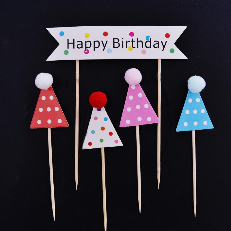 彩色点点横旗三角帽套装