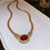 Colar oval incrustado de diamantes vintage da Idade Média, corrente de clavícula feminina de luxo, moda outono e inverno, joias leves de luxo