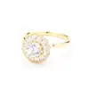 Anillo Bicolor de Diamante Amarillo y Blanco Giratorio, Elegante y Exquisito, Anillo Versátil Chapado en Oro de Tamaño Ajustable para Mujer