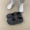 Zapatos Mary Jane retro de punta redonda, con tacón oculto para mayor altura, estilo Birkenstock, zapatos de algodón cálidos y casuales esponjosos para mujer