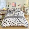 Conjunto de Cama Quatro Peças Desenho Animado Algodão Lavado Lençóis Colcha Outono e Inverno Dormitório Solteiro Conjunto de Cama Três Peças 2025