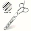 1 tijeras de barbero profesionales wingsbro6.0 plateadas para entresacar, mango ergonómico para diestros, usadas para peinar y tratamiento de entresacado, herramienta profesional de peluquería.