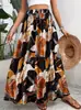 2026 Nueva Falda Floral de Línea A Europea y Americana para Primavera, Verano, Otoño, Falda Media de Cintura Media, Falda Larga de Dobladillo Ancho Transfronteriza de Amazon
