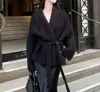 Cardigan de Tricô de Renda de Alta Qualidade Estilo Francês com Cadarço para Mulheres, Novo Outono Estilo Preguiçoso Solto Jaqueta Suéter Versátil