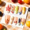 30 piezas de uñas postizas de moda transfronteriza, con diseño floral 3D, forma de almendra, piezas de arte de uñas de cereza exquisitas, en stock para venta al por mayor
