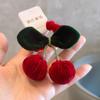 Estilo coreano Año Nuevo tela color vino oso de amor terciopelo moño de Minnie diadema para el pelo de niños cordón para el pelo de niñas accesorios para el pelo