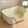 Arenero para gatos, anti-salpicaduras, semi-cerrado estilo abierto, artículos para mascotas, casita para gatos, inodoro para gatos, envío directo de una sola pieza con envío gratis
